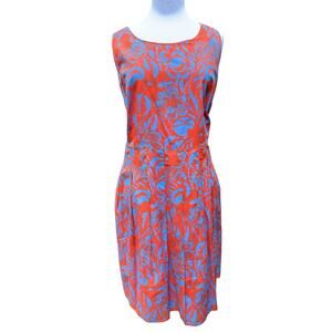 Talbots Dress Women’s 18w Blue Orange Floral Fit & Flare Design Knee Length